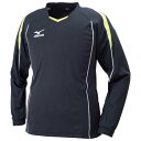 ミズノ プラクティスシャツ(長袖) ブラック×ライムグリーン Mizuno V2MA609793