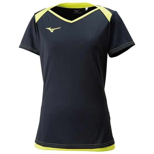 【送料290円】ミズノ プラクティスシャツ［レディース］ ブラック×ライムグリーン Mizuno V2MA828394