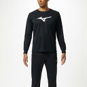 【送料無料】ミズノ Tシャツ(長袖) ブラック×ホワイト Mizuno 32MA914509