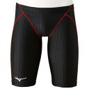 【送料290円】ミズノ 競泳用ハーフスパッツ(メンズ) ブラック×レッド Mizuno N2MB002296