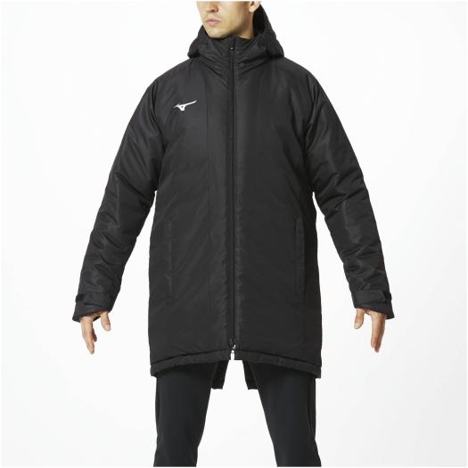 【送料無料】ミズノ 発熱素材 ブレスサーモ中綿ミドル丈コート(ユニセックス) ブラック Mizuno 32ME965009