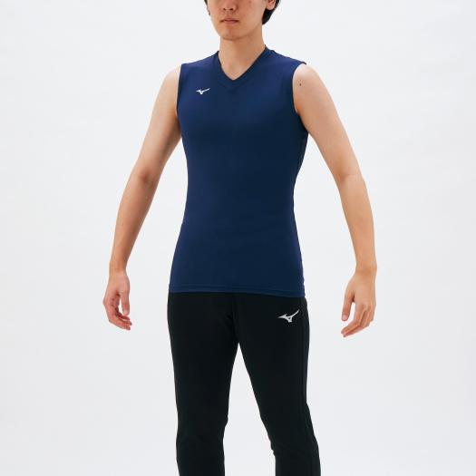 【送料290円】ミズノ バイオギアシャツ(Vネックノースリーブ) メンズ ドレスネイビー Mizuno 32MA115314