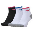 【送料無料】ミズノ ショートソックス(3足組)(ユニセックス) ブラック×ブルー×ピンク Mizuno 62JX2Z1199