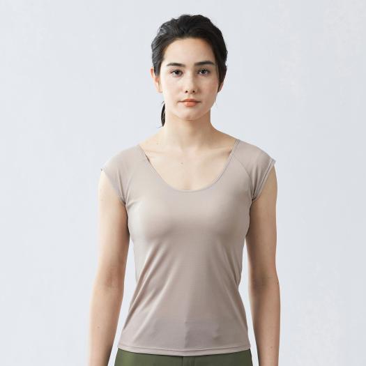 ミズノ 接触冷感 アイスタッチクイックドライアンダーウエアフレンチスリーブシャツ［ウィメンズ］ グレージュ Mizuno C2JA230347