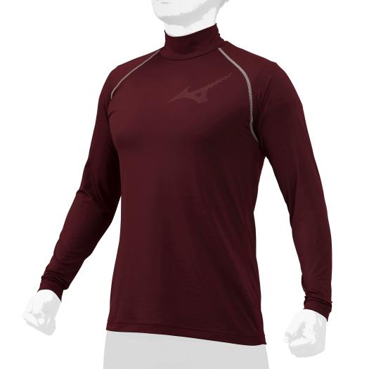 【送料無料】ミズノ 裏起毛アンダー(ハイネック/長袖/野球)(ユニセックス) エンジ Mizuno 12JA2P1263