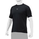 【送料290円】ミズノ ローネック/半袖(野球/抗菌防臭/防汚)(ユニセックス) ブラック Mizuno 12JAAP3009