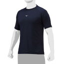 【送料290円】ミズノ ローネック/半袖(野球/抗菌防臭/防汚)(ユニセックス) ネイビー Mizuno 12JAAP3014