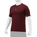 【送料290円】ミズノ ローネック/半袖(野球/抗菌防臭/防汚)(ユニセックス) エンジ Mizuno 12JAAP3063