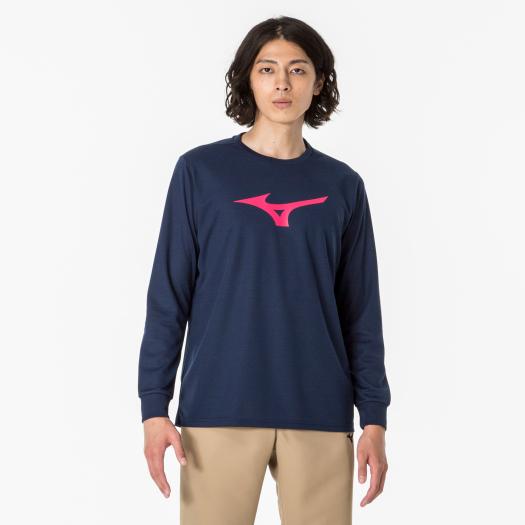 【送料無料】ミズノ Tシャツ(長袖)(ユニセックス) ドレスネイビー×マゼンタ Mizuno 32MAA15714