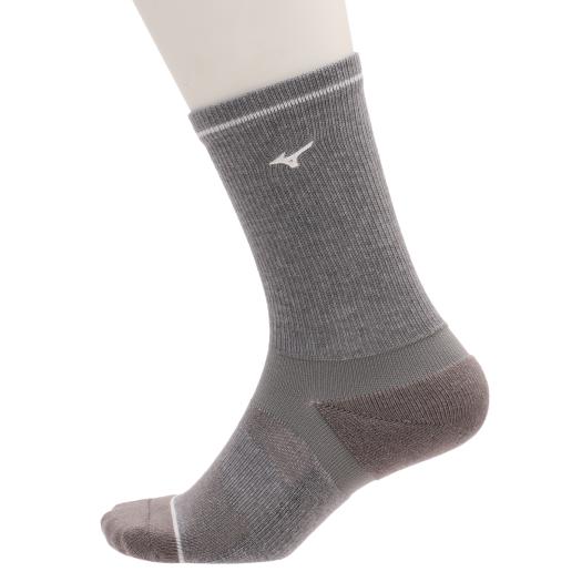 ミズノ ハイパーイオンプラスソックス(レギュラー丈)(抗菌防臭)（メンズ） グレー杢 Mizuno E2JXA00206