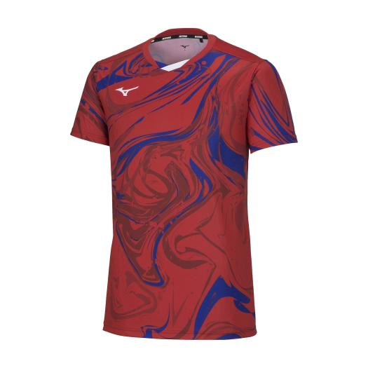 【在庫処分】ミズノ ゲームシャツ(ラケットスポーツ)（ユニセックス） レッド Mizuno 62JAA04662