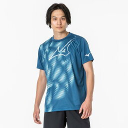 【送料290円】ミズノ RBプラクティスシャツ(ラケットスポーツ)（ユニセックス） ブルーネイビー×ブルーターコイズ Mizuno 62JAAZ1117