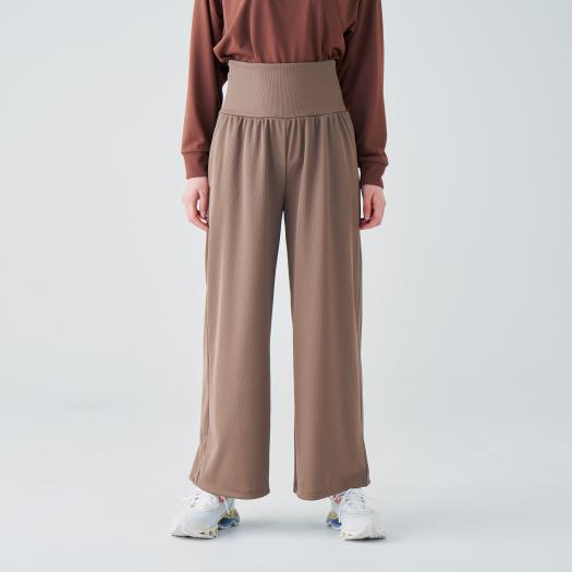 【在庫処分】ミズノ ハイウエスト リブワイドパンツ［ウィメンズ］ ティーブラウン Mizuno B2MDA71055