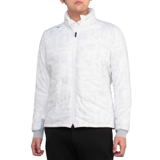 【送料無料】ミズノ 発熱素材 ブレスサーモテックライニングブルゾン（メンズ） ホワイト×グレー Mizuno E2MEA50777