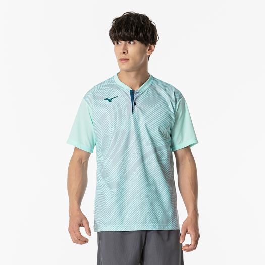【送料290円】ミズノ 汗処理／通気 ドライエアロフローゲームシャツ(ラケットスポーツ)（ユニセックス） ブルーグロー Mizuno 62JAB00219