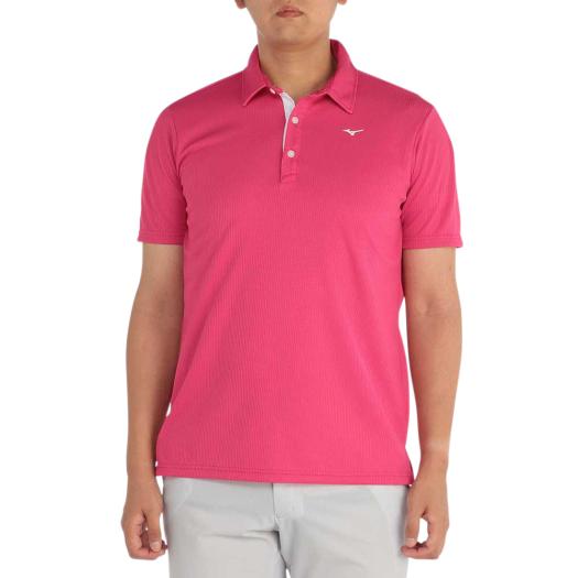 【送料無料】ミズノ 汗処理／通気 ドライエアロフロー半袖共衿シャツ（メンズ） ピンク Mizuno E2MAA01766