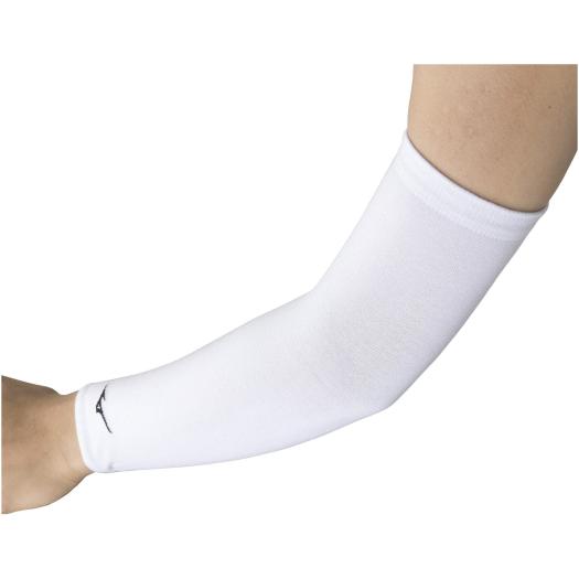 【送料290円】ミズノ 肘サポーター(ロング/パッド無/1個入り)(バレーボール)(ユニセックス) ホワイト×ブラック Mizuno V2MYA11001