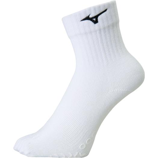 【送料290円】ミズノ ショートソックス(5本指)（ユニセックス） ホワイト×ブラック Mizuno V2MXA01570