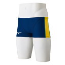 ミズノ 競泳練習用ショートスパッツ(メンズ) ネイビー×イエロー Mizuno N2MBB06085(4)