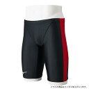 【送料無料】ミズノ 競泳用ハーフスパッツ(メンズ) ブラック×レッド×チャコール Mizuno N2MB102497