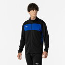 【送料無料】ミズノ ウォームアップシャツ(ユニセックス) ブラック×サーフブルー Mizuno P2MCB09092