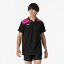 ミズノ ゲームシャツ(半袖)(バレーボール)（ユニセックス） ブラック×マゼンタ Mizuno V2MAB11397