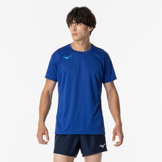 【送料290円】ミズノ Basicプラシャツ(半袖)(バレーボール)（ユニセックス） サーフブルー×ジェットブルー Mizuno V2MAB23025