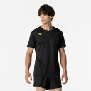 【送料無料】ミズノ Basicプラシャツ(半袖)(バレーボール)(ユニセックス) ブラック×セーフティーイエロー Mizuno V2MAB23094