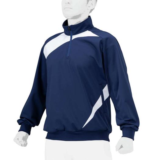 ミズノ ストレッチ／防風 テックシールドジャケット(ハーフZIP)（ユニセックス） パステルネイビー Miz..