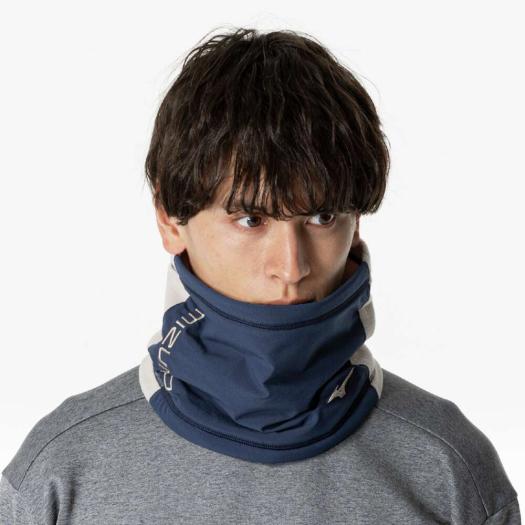 【送料無料】ミズノ プルーフフリースネックウォーマー（ユニセックス） クラウドベージュ×ページエントブルー Mizuno 32JYB71046