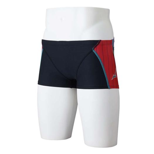 ミズノ 競泳練習用ショートスパッツ ブラック×レッド Mizuno N2MBB56196