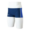 ミズノ 競泳練習用ショートスパッツ ネイビー×ブルー×ネオミント Mizuno N2MBB06083