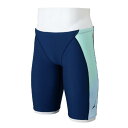 【送料290円】ミズノ 競泳練習用ハーフスパッツ ネイビー×ネオミント Mizuno N2MBB56483