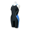 ミズノ 競泳用ハーフスーツ(レースオープンバック) ブラック×ライトブルー×ネオミント Mizuno N2MG122494(4)