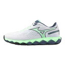 【送料無料】ミズノ オールコート ウエーブエンフォースツアー2 AC ホワイト×ミント×ブルー Mizuno 61GA250037
