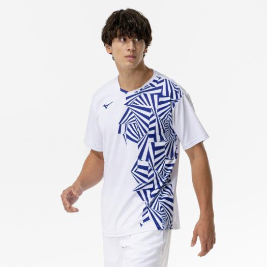 【送料無料】ミズノ ゲームシャツ(ラケットスポーツ) ホワイト×ブルー Mizuno 62JAC02772