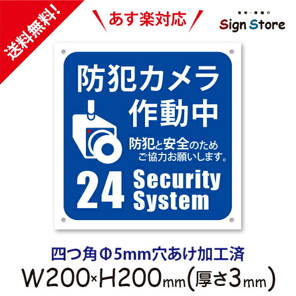 防犯カメラ作動中 【防犯と安全のためご協力お願いします】 200×200mm 看板プレート サイン 日本 案内 サインプレート 看板標識 看板防止 注意 迷惑_D2RSL . 01_s_w200h200_d2rsl