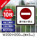 注意 看板【通り抜け禁止】200×200mm 10枚セット看板プレート サイン 日本 案内 サインプレート 看板標識 看板防止 注意 迷惑_A2 . 0206_s_w200h200_a2_10