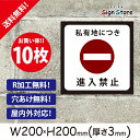 駐車場 看板【私有地につき進入禁止】200×200mm 10枚セット 看板プレート サイン 日本 案内 サインプレート 看板標識 看板防止 注意 迷惑_A2 . 0207_s_w200h200_a2_10