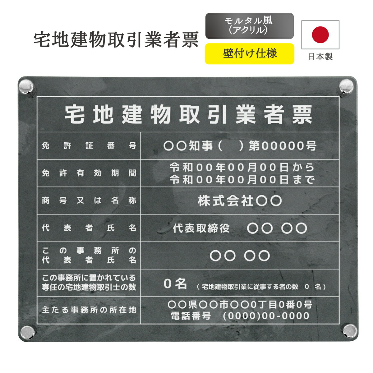 【令和7年4月改訂版】宅地建物取引業者票 看板 制作 オーダー 不動産 業者票 宅建業者制作 宅建報酬額..