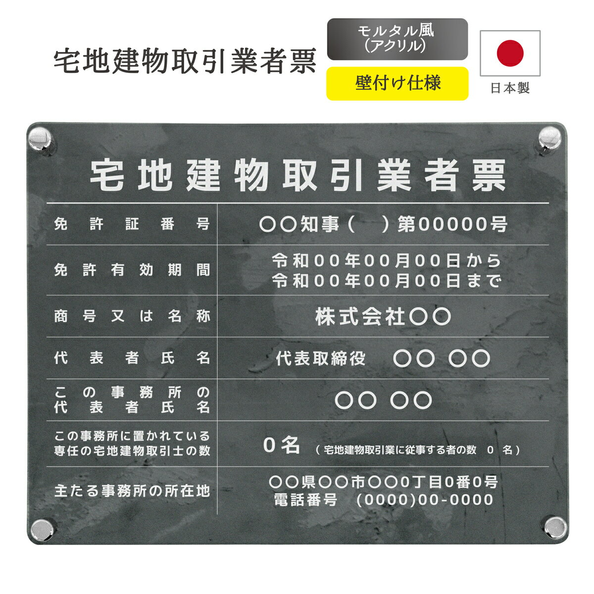 【令和7年4月改訂版】宅地建物取引業者票 看板 制作 オーダー 不動産 業者票 宅建業者制作 宅建報酬額..