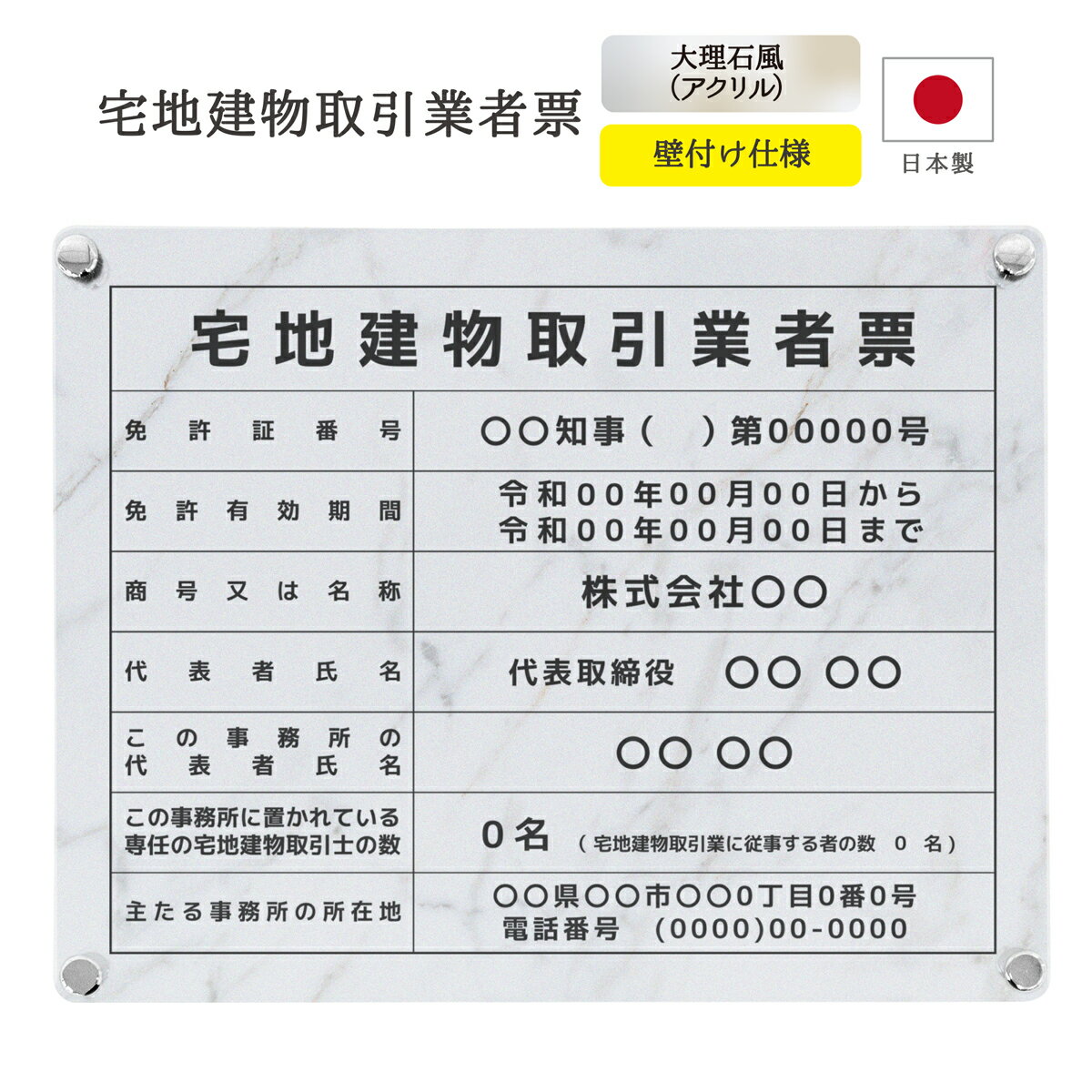 【令和7年4月改訂版】宅地建物取引業者票 看板 制作 オーダー 不動産 業者票 宅建業者制作 宅建報酬額..