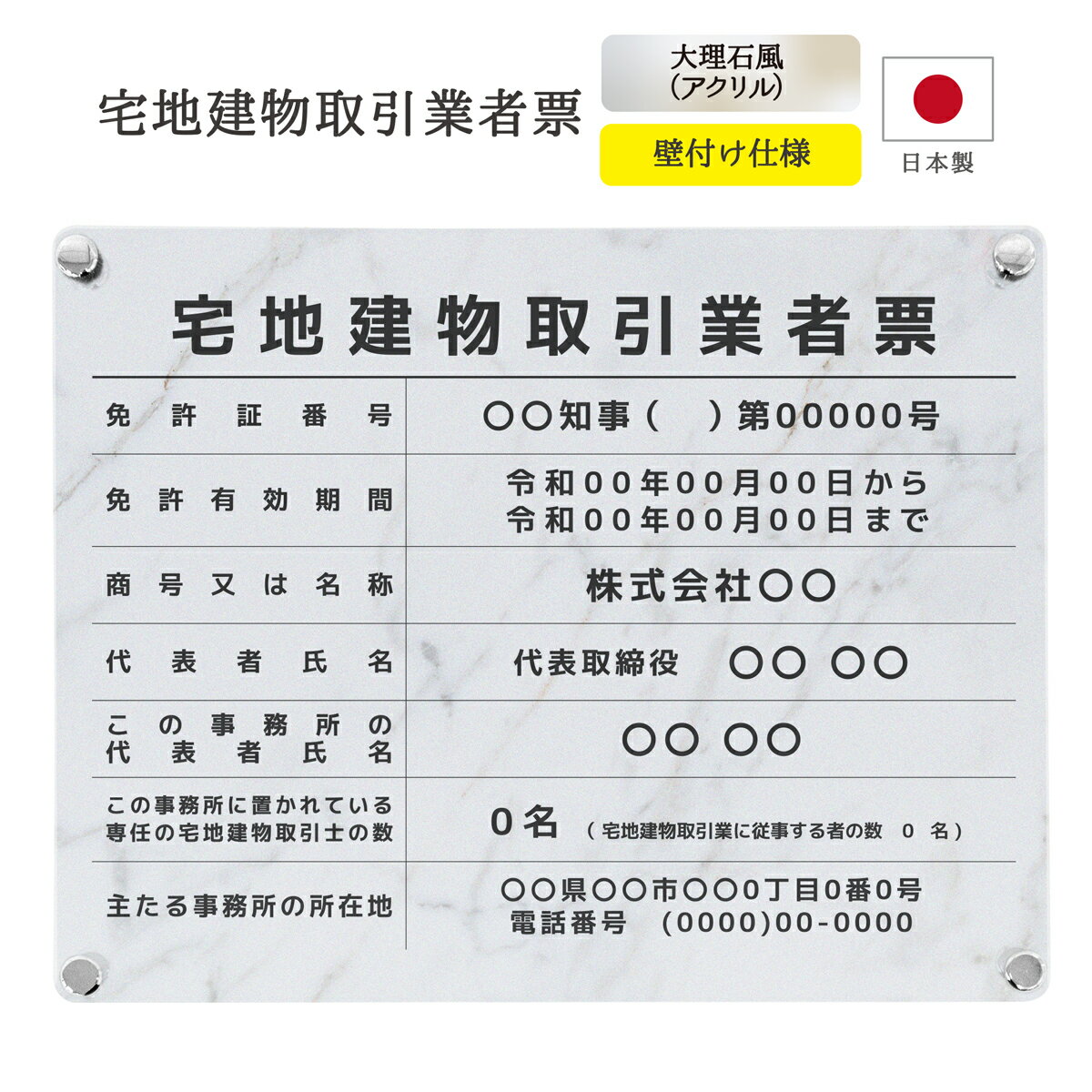 【令和7年4月改訂版】宅地建物取引業者票 看板 制作 オーダー 不動産 業者票 宅建業者制作 宅建報酬額..