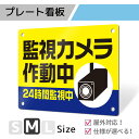 看板 標識 注意 注意喚起 防犯 監視 防犯カメラ 監視カメラ プレート プレート看板 フェンス 耐水 屋外 禁止 パネル看板 穴あけ 両面テープ アルポリ アルミ複合版｜プレート看板「防犯タイプ_D010」Mサイズ