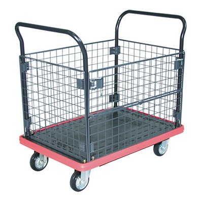 トラスコ TRUSCO オレンジブック 業務用 MKP樹脂製運搬車 金網付両袖タイプ ブラック MKP-157 855-5491