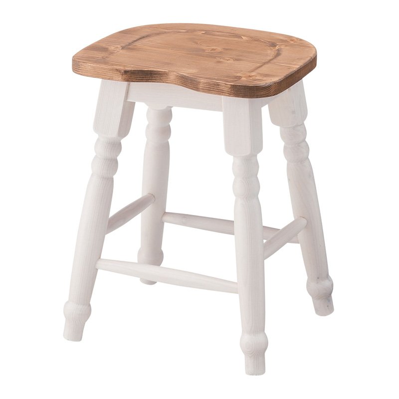 椅子 スツール 木製 パイン材 アンティーク 可愛い ピクニック 映え ミディ スツール ホワイト CFS-213
