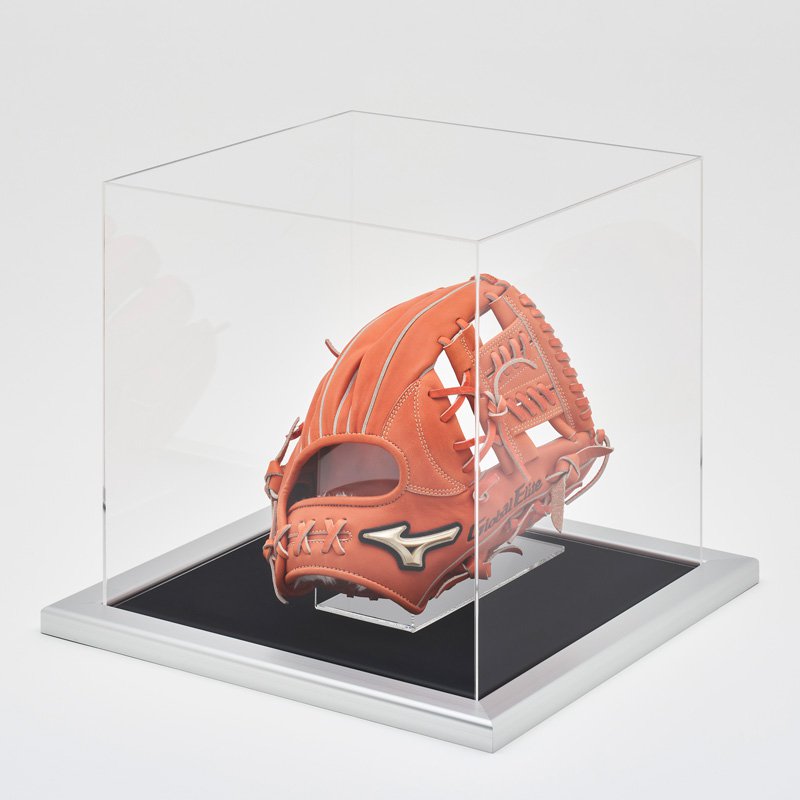 コレクションケース アクリル グローブ 専用スタンド付き 台座タイプ：黒別珍 フレーム：CFシルバー 野..