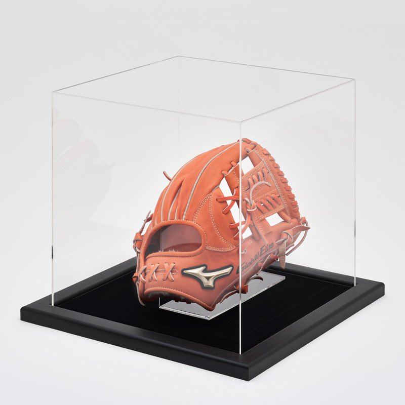 コレクションケース アクリル グローブ 専用スタンド付き 台座タイプ：黒別珍 フレーム：CFビター 野球..