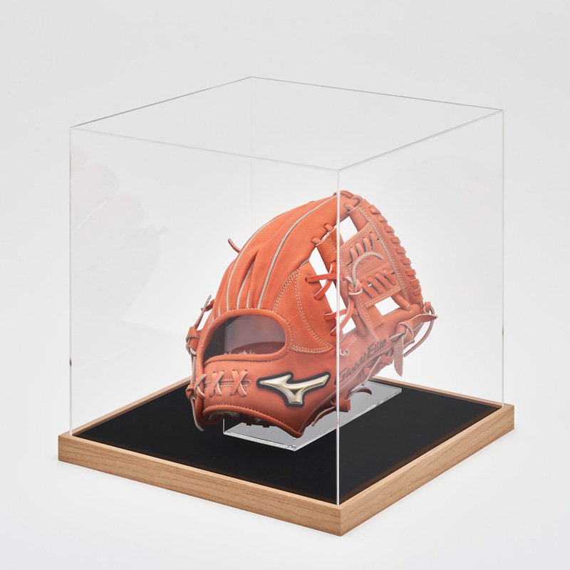 コレクションケース アクリル グローブ 専用スタンド付き 台座タイプ：黒別珍 フレーム：T25ナチュラル..