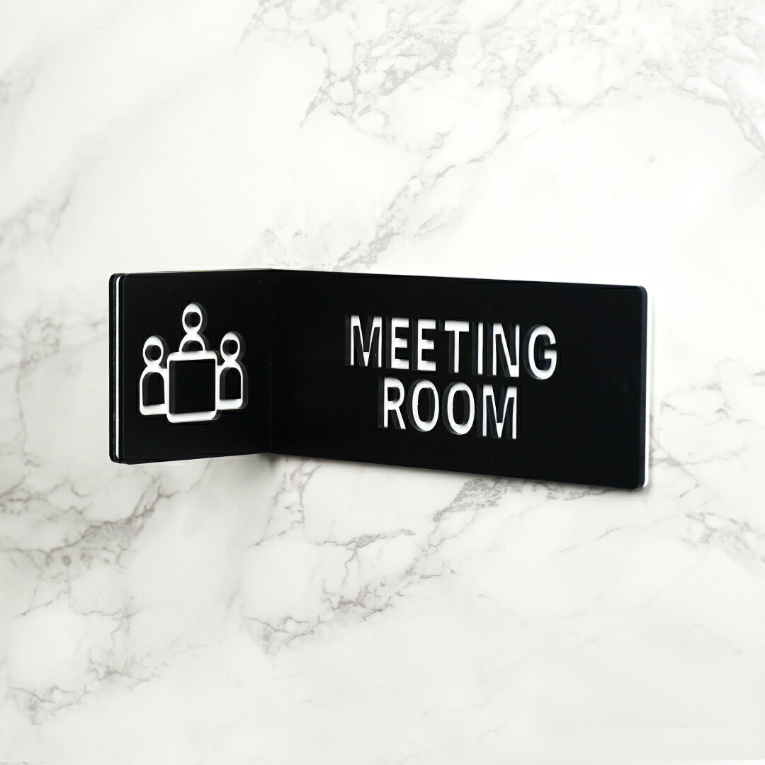 突き出し二重ピクトサイン MEETING ROOM ミーティングルーム 会議室 ルームサイン ルームサイン ドアサイン ドアプレート サイン 表札 室札 切り文字 おしゃれ